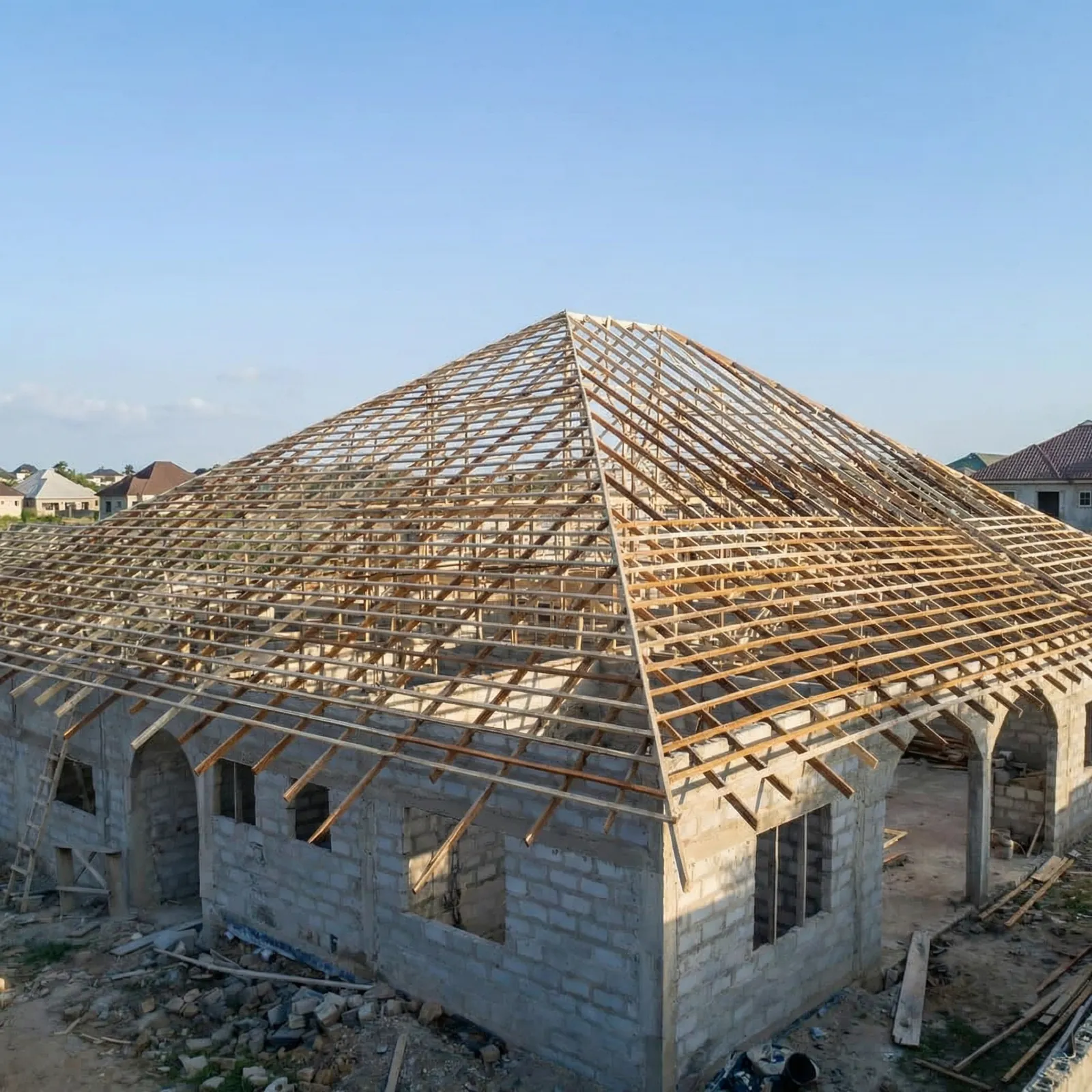 Wood Truss Frame - Kinkok Roofing project